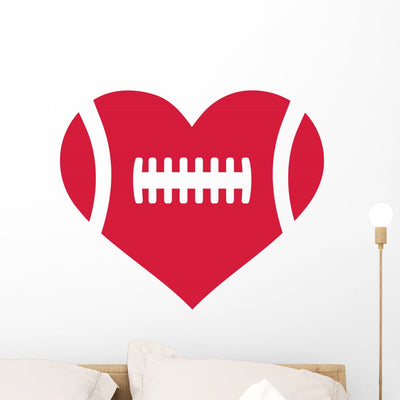 American Football Heart Wall Decal shown on a wall