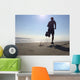 Silhouette Man Running Beach Wall Decal