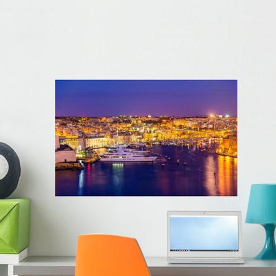 Marina near Valletta Malta Wall Decal shown on a wall