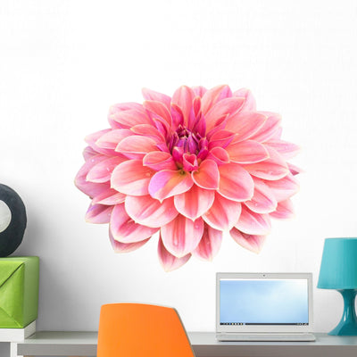 Dahlia Flower White Wall Decal shown on a wall