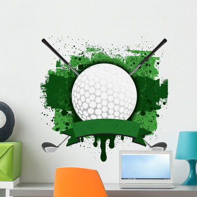 Golf Insignia Wall Decal shown on a wall