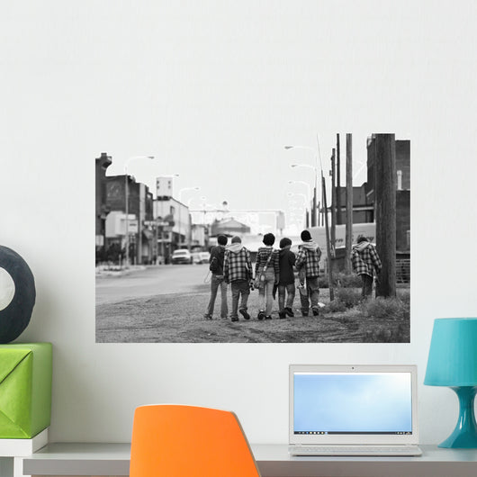Skater Kids Bw Wall Decal