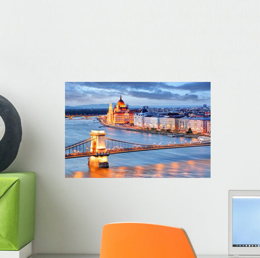 Budapest with Chain Bridge Wall Decal