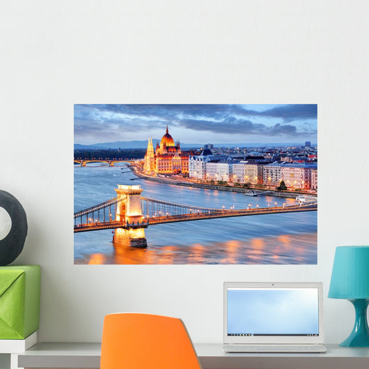 Budapest with Chain Bridge Wall Decal