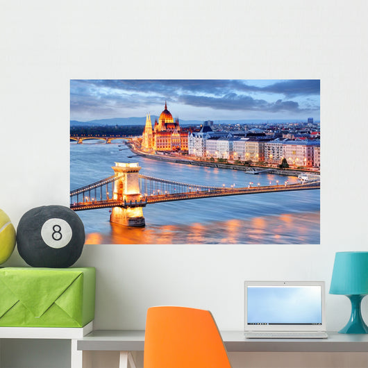 Budapest with Chain Bridge Wall Decal