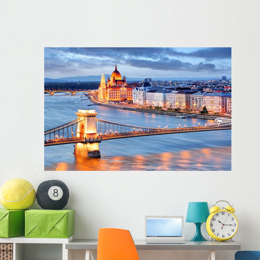 Budapest with Chain Bridge Wall Decal