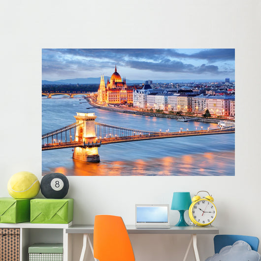Budapest with Chain Bridge Wall Decal