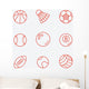 Sport Balls Thin Line Wall Stickers Wall Decal