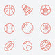 Sport Balls Thin Line Wall Stickers Wall Decal