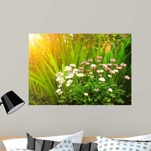 Flowers Daisy and Green Wall Decal