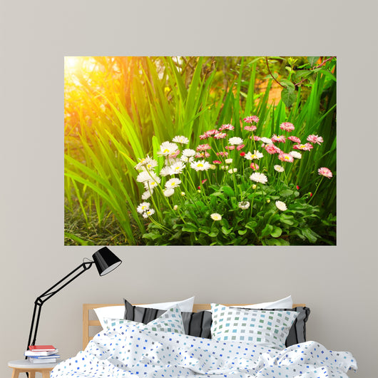 Flowers Daisy and Green Wall Decal