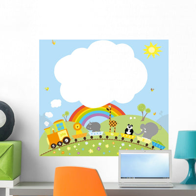 Train with Animals and Wall Decal shown on a wall
