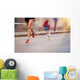 Unrecognizable Young Runner and Wall Decal