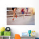 Unrecognizable Young Runner and Wall Decal