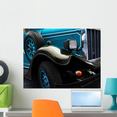 Vintage Truck Wall Decal shown on a wall