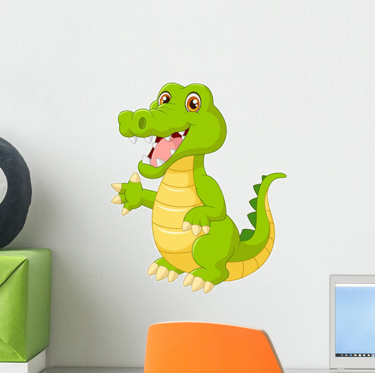 Cartoon Crocodile Waving Hand Wall Decal