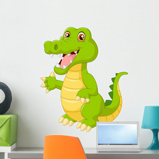 Cartoon Crocodile Waving Hand Wall Decal