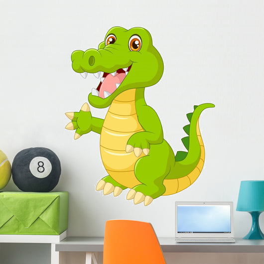 Cartoon Crocodile Waving Hand Wall Decal