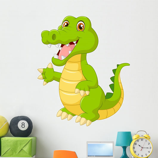 Cartoon Crocodile Waving Hand Wall Decal