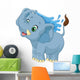 Cartoon Elephant Spraying Water Wall Decal