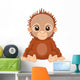 Cartoon Baby Orangutan Sitting Wall Decal
