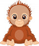 Cartoon Baby Orangutan Sitting Wall Decal
