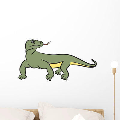 Outlined Varan Komodo Dragon Wall Decal shown on a wall