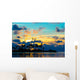 Dark silhouettes of palm trees and amazing cloudy sky at sunset Wall Mural
