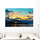 Dark silhouettes of palm trees and amazing cloudy sky at sunset Wall Mural