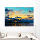 Dark silhouettes of palm trees and amazing cloudy sky at sunset Wall Mural