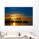Dark silhouettes of palm trees and amazing cloudy sky at sunset Wall Mural