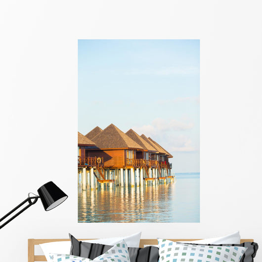 Water Bungalows with Turquoise Wall Decal