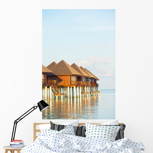 Water Bungalows with Turquoise Wall Decal