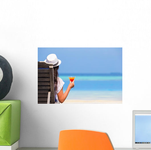 Young Woman with Cocktail Wall Decal