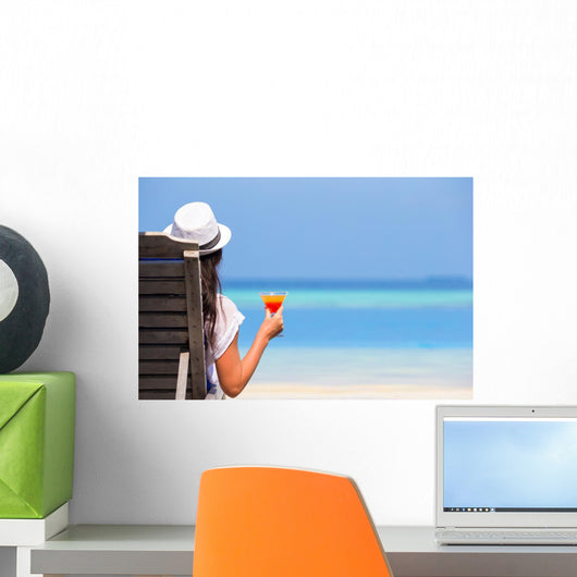 Young Woman with Cocktail Wall Decal