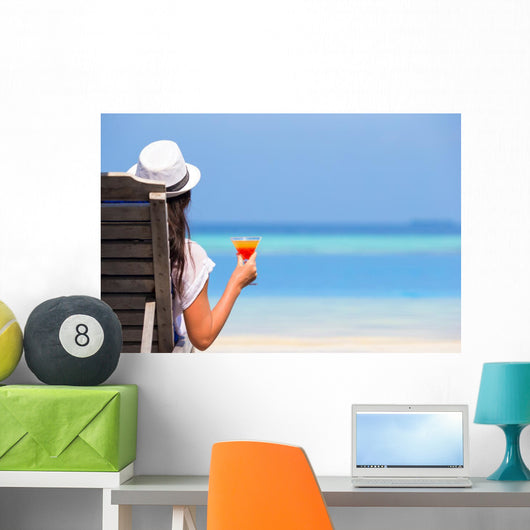 Young Woman with Cocktail Wall Decal