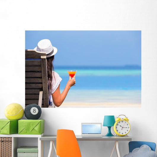 Young Woman with Cocktail Wall Decal