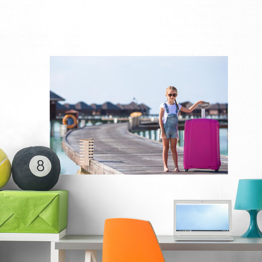 Little Adorable Girl with Wall Decal
