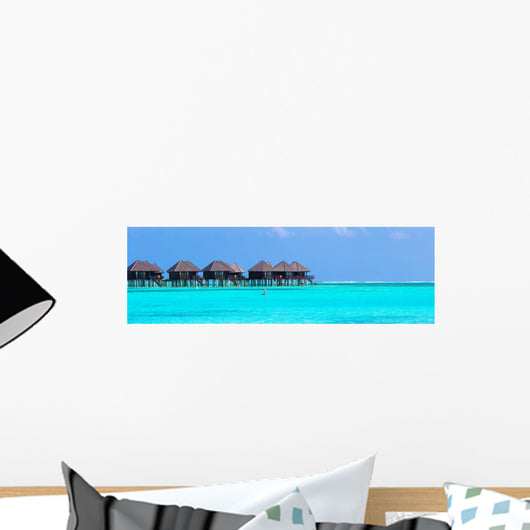 Water villas, bungalows on ideal perfect tropical island Wall Mural