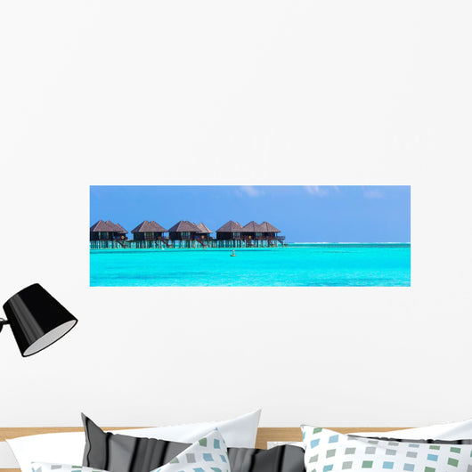 Water villas, bungalows on ideal perfect tropical island Wall Mural
