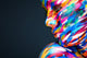 Portrait of the bright beautiful girl with art colorful make-up Wall Mural