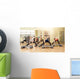 Group of women making step aerobics Wall Mural