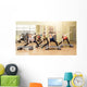 Group of women making step aerobics Wall Mural