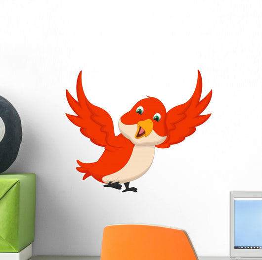 Cute Orange Bird Wall Decal