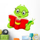 Cartoon caterpillar reading a book Wall Decal