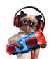 Cat Headphones with Tape Wall Decal