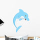 Cute Blue Dolphin Cartoon Wall Decal