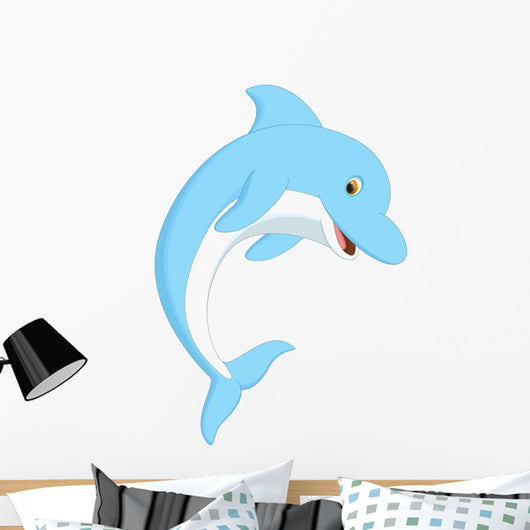 Cute Blue Dolphin Cartoon Wall Decal