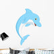 Cute Blue Dolphin Cartoon Wall Decal