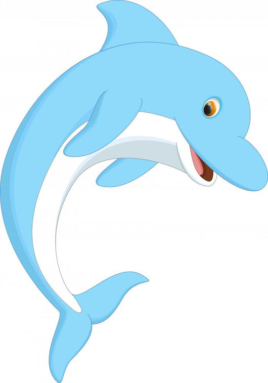 Cute Blue Dolphin Cartoon Wall Decal